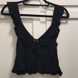 Ruffled black crop top